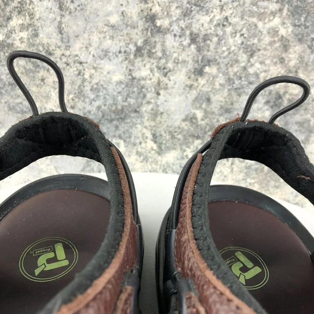 Propet Men's Size 10X (3E) Surfwalker Brown Leather Open Toe Hook & Loop Sandals